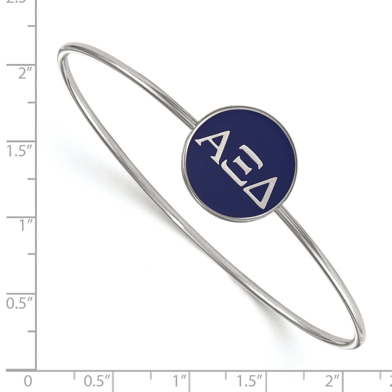 Sterling Silver Rh Plated Logoart Alpha Xi Delta Enameled Slip On Bangle