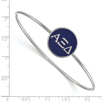 Sterling Silver Rh Plated Logoart Alpha Xi Delta Enameled Slip On Bangle
