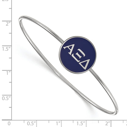 Sterling Silver Rh Plated Logoart Alpha Xi Delta Enameled Slip On Bangle