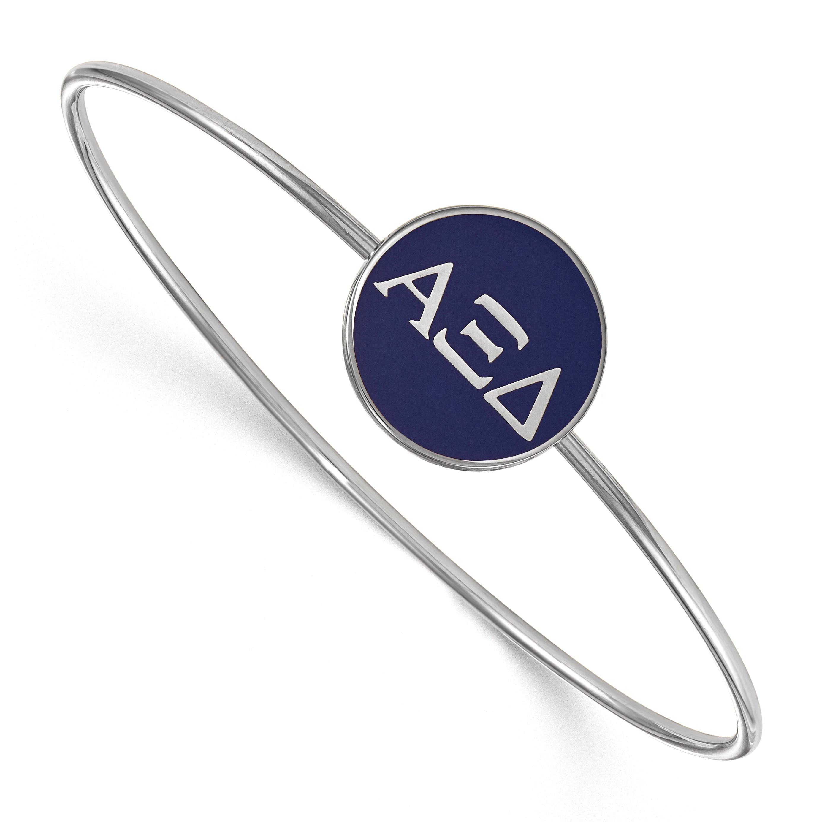 Sterling Silver Rh Plated Logoart Alpha Xi Delta Enameled Slip On Bangle