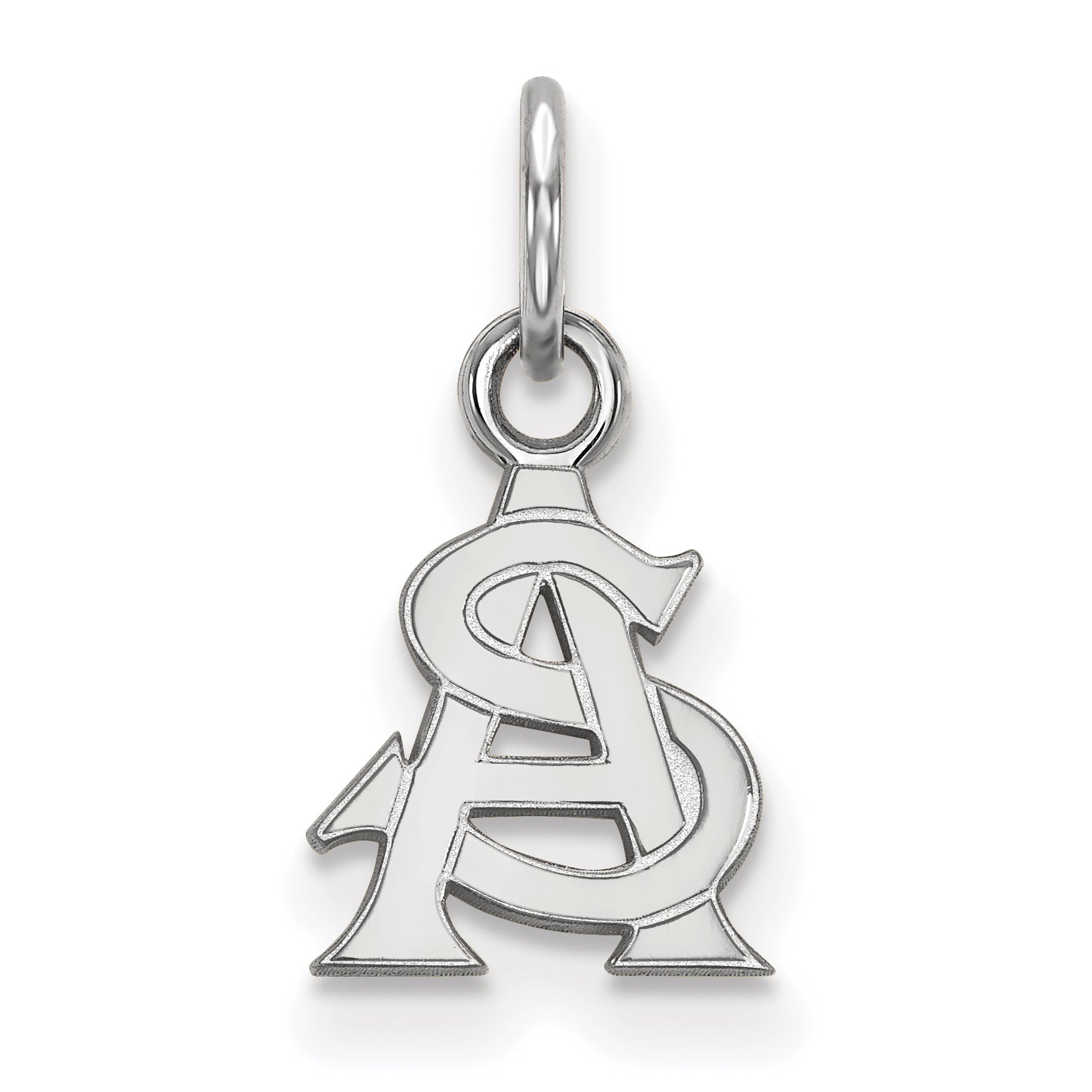 Sterling Silver Rhodium Plated Logoart Arizona State University A S Extra Small Pendant