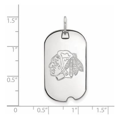 10K White Gold Nhl Logoart Chicago Blackhawks Small Dog Tag Pendant