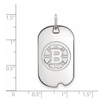 10K White Gold Nhl Logoart Boston Bruins Small Dog Tag Pendant