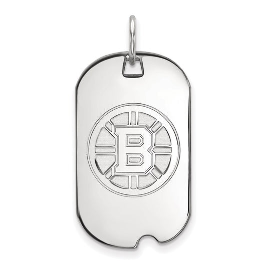 14K White Gold Nhl Logoart Boston Bruins Small Dog Tag Pendant