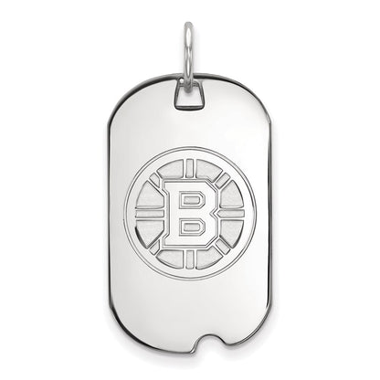 Sterling Silver Rhodium Plated Nhl Logoart Boston Bruins Small Dog Tag Pendant