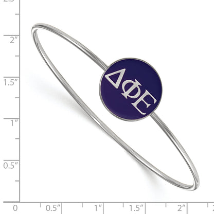 Sterling Silver S. Rh Plated Logoart Delta Phi Epsilon Enameled Slip On Bangle
