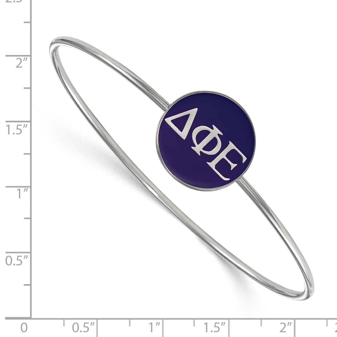 Sterling Silver S. Rh Plated Logoart Delta Phi Epsilon Enameled Slip On Bangle