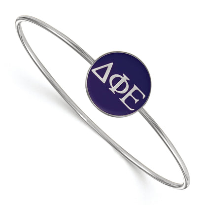 Sterling Silver S. Rh Plated Logoart Delta Phi Epsilon Enameled Slip On Bangle