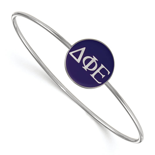 Sterling Silver S. Rh Plated Logoart Delta Phi Epsilon Enameled Slip On Bangle