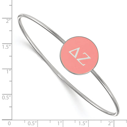 Sterling Silver Rh Plated Logoart Delta Zeta Enameled Slip On Bangle