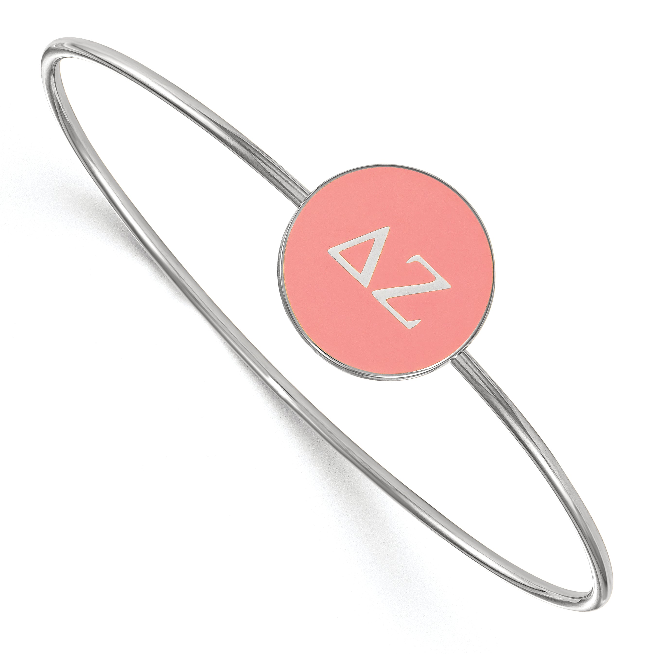 Sterling Silver Rh Plated Logoart Delta Zeta Enameled Slip On Bangle