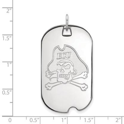 10K White Gold Logoart East Carolina University Pirate Large Dog Tag Pendant