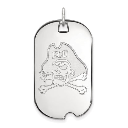 Sterling Silver Rhodium Plated Logoart East Carolina University Pirate Large Dog Tag Pendant