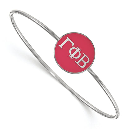 Sterling Silver Rh Plated Logoart Gamma Phi Beta Enameled Slip On Bangle