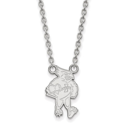 10K White Gold Logoart Iowa State University Cardinal Large Pendant 18 Inch Necklace
