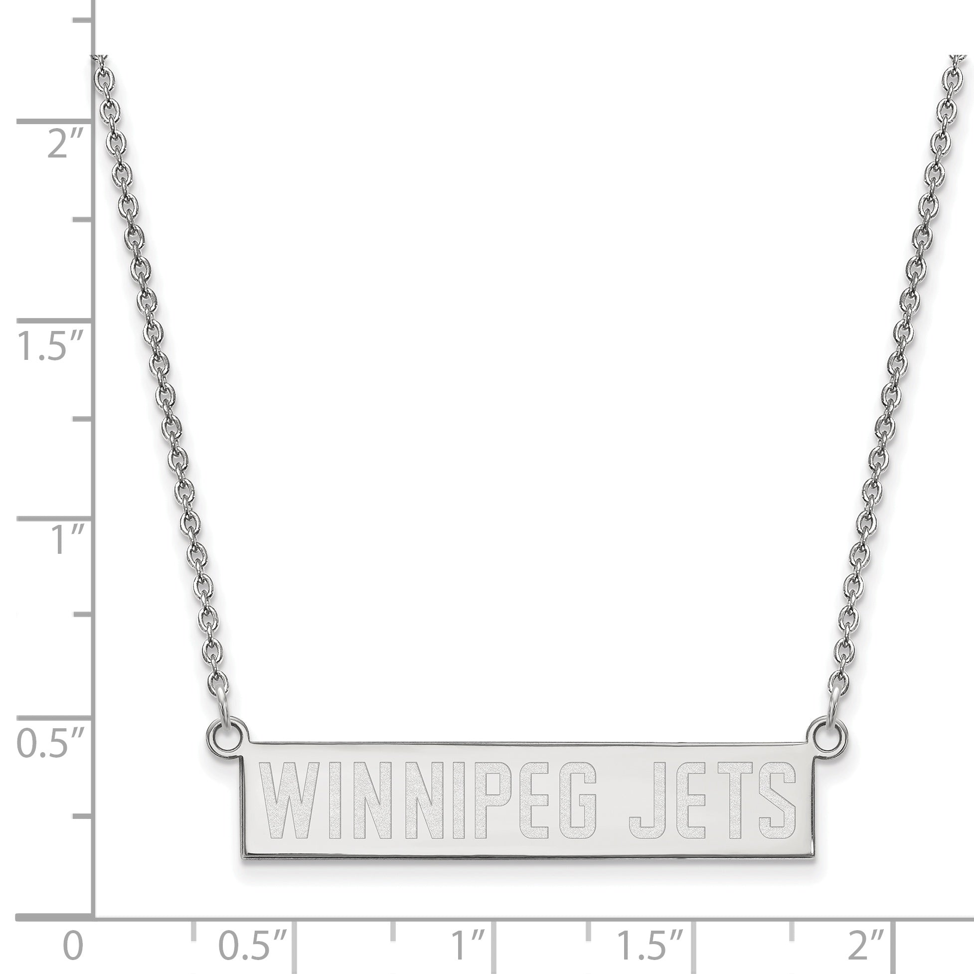 Sterling Silver Rhodium Plated Nhl Logoart Winnipeg Jets Small Bar 18 Inch Necklace