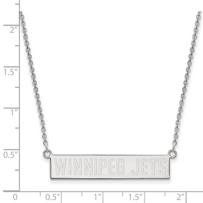 Sterling Silver Rhodium Plated Nhl Logoart Winnipeg Jets Small Bar 18 Inch Necklace
