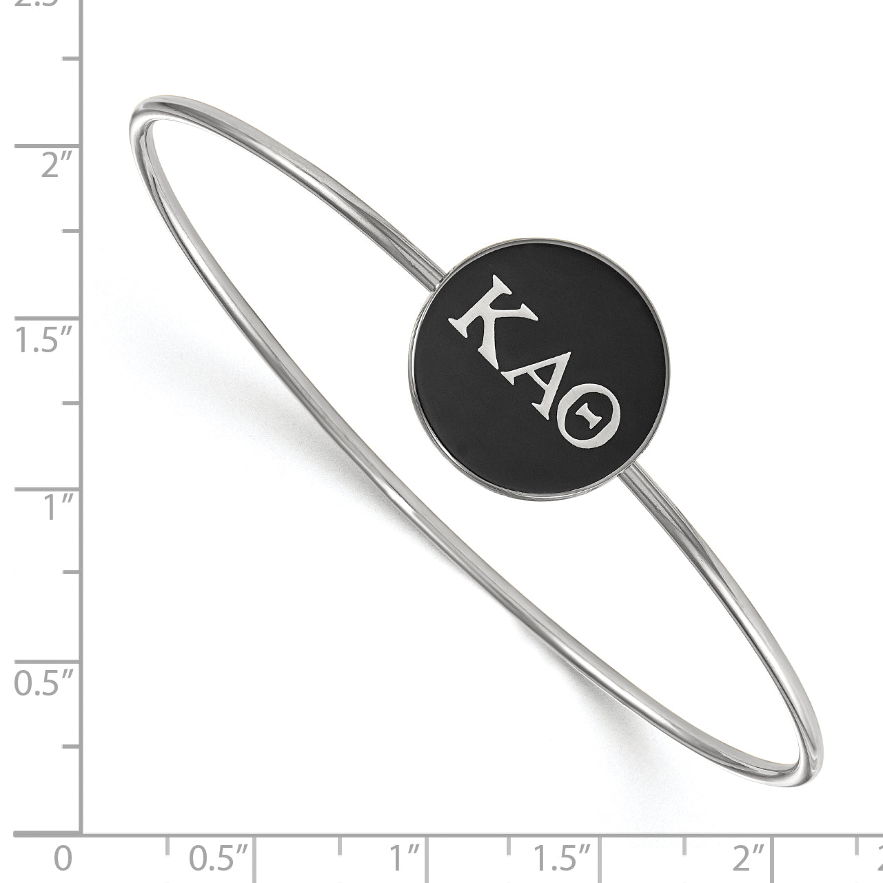 Sterling Silver S. Rh Plated Logoart Kappa Alpha Theta Enameled Slip On Bangle