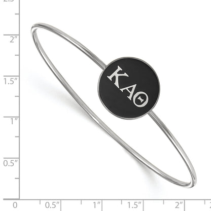 Sterling Silver S. Rh Plated Logoart Kappa Alpha Theta Enameled Slip On Bangle
