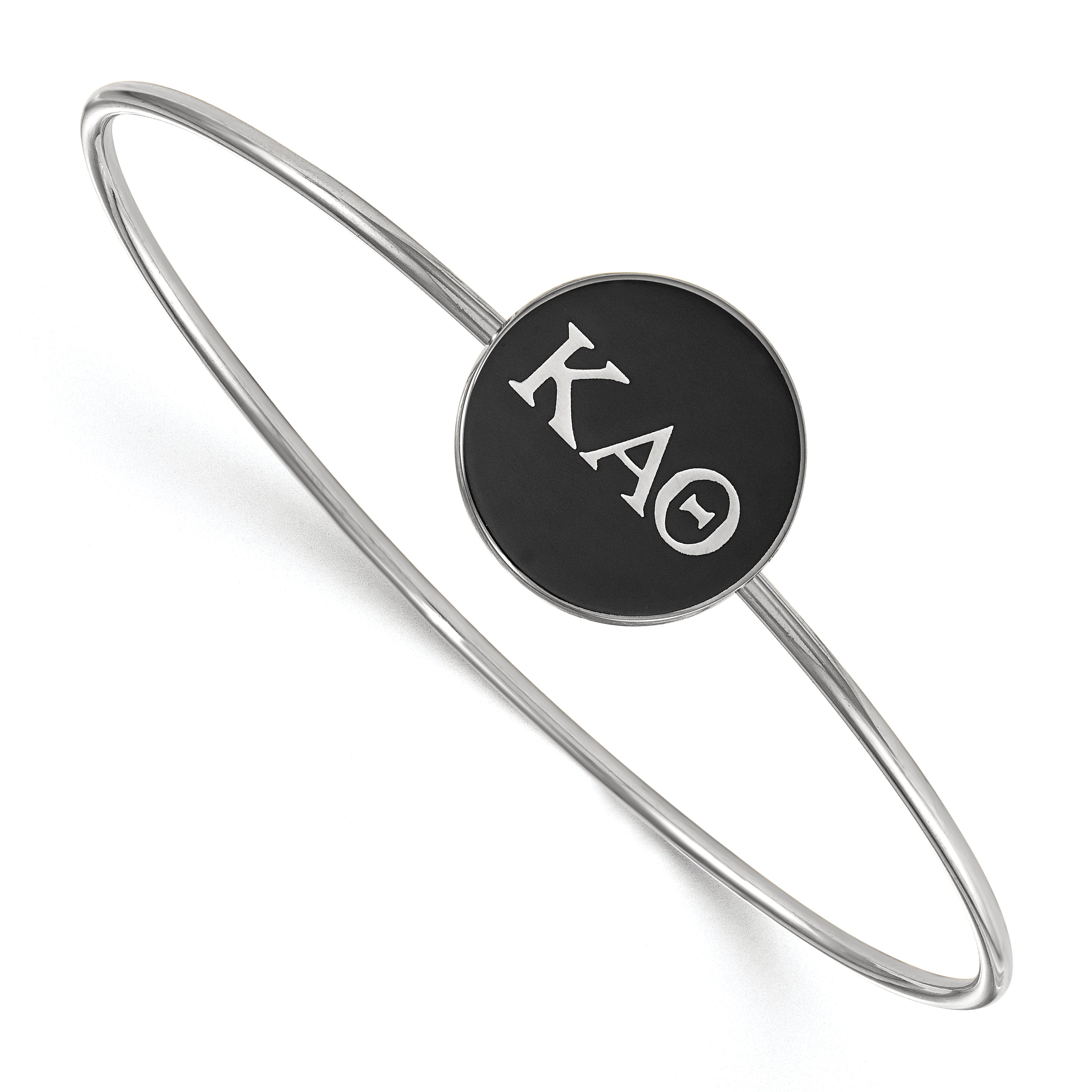 Sterling Silver S. Rh Plated Logoart Kappa Alpha Theta Enameled Slip On Bangle