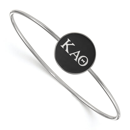 Sterling Silver S. Rh Plated Logoart Kappa Alpha Theta Enameled Slip On Bangle