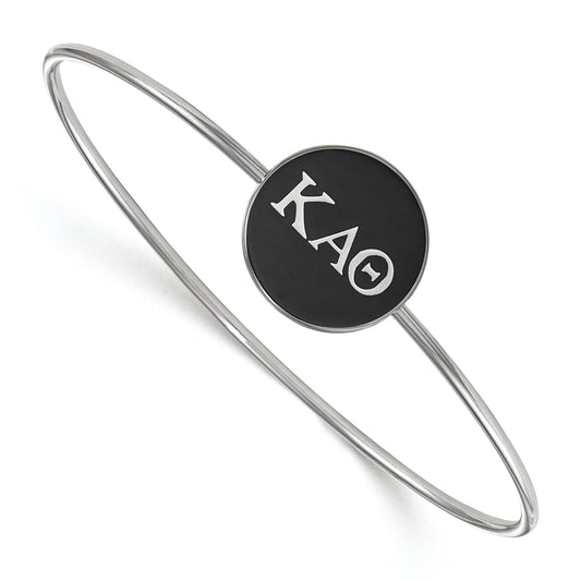 Sterling Silver S. Rh Plated Logoart Kappa Alpha Theta Enameled Slip On Bangle