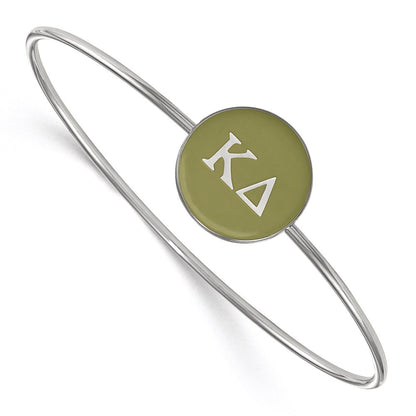 Sterling Silver Rh Plated Logoart Kappa Delta Enameled Slip On Bangle