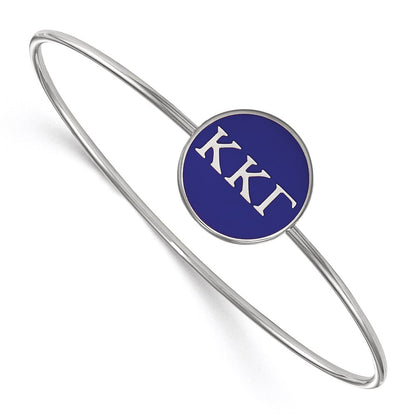 Sterling Silver S. Rh Plated Logoart Kappa Gamma Enameled Slip On Bangle