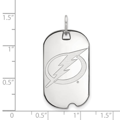 Sterling Silver Rhodium Plated Nhl Logoart Tampa Bay Lightning Small Dog Tag Pendant