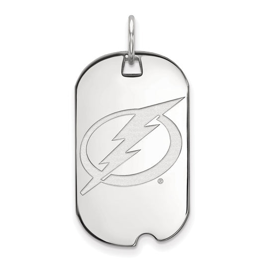 14K White Gold Nhl Logoart Tampa Bay Lightning Small Dog Tag Pendant