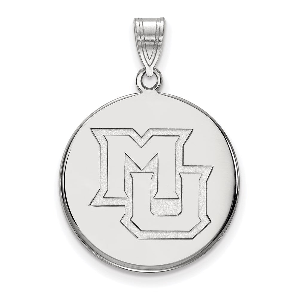 Sterling Silver Rhodium Plated Logoart Marquette University M U Large Disc Pendant