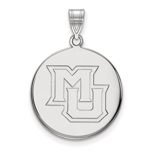 14K White Gold Logoart Marquette University M U Large Disc Pendant