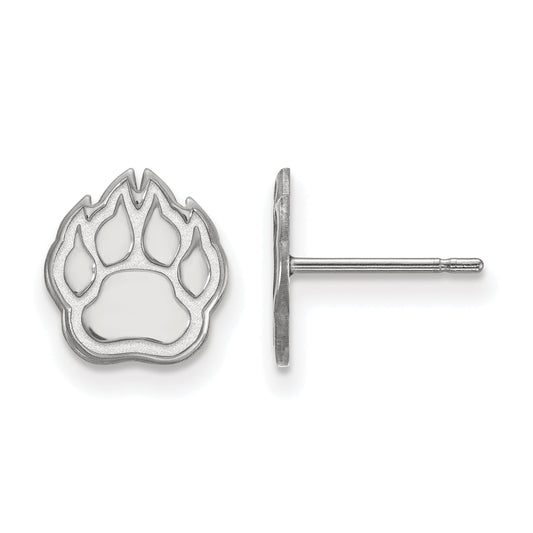 Sterling Silver Rhodium Plated Logoart Northern Illinois University Paw Extra Small Post Earrings