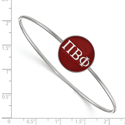 Sterling Silver Rh Plated Logoart Pi Beta Phi Enameled Slip On Bangle