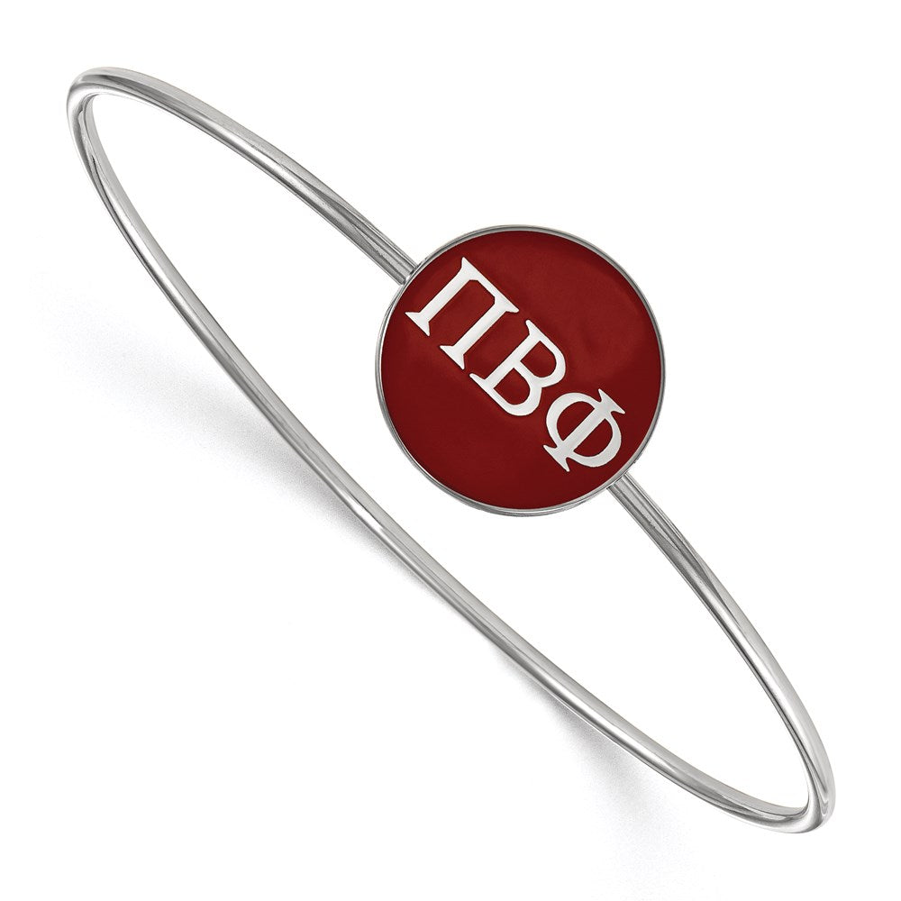 Sterling Silver Rh Plated Logoart Pi Beta Phi Enameled Slip On Bangle