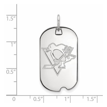 10K White Gold Nhl Logoart Pittsburgh Penguins Small Dog Tag Pendant