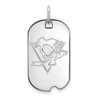Sterling Silver Rhodium Plated Nhl Logoart Pittsburgh Penguins Small Dog Tag Pendant