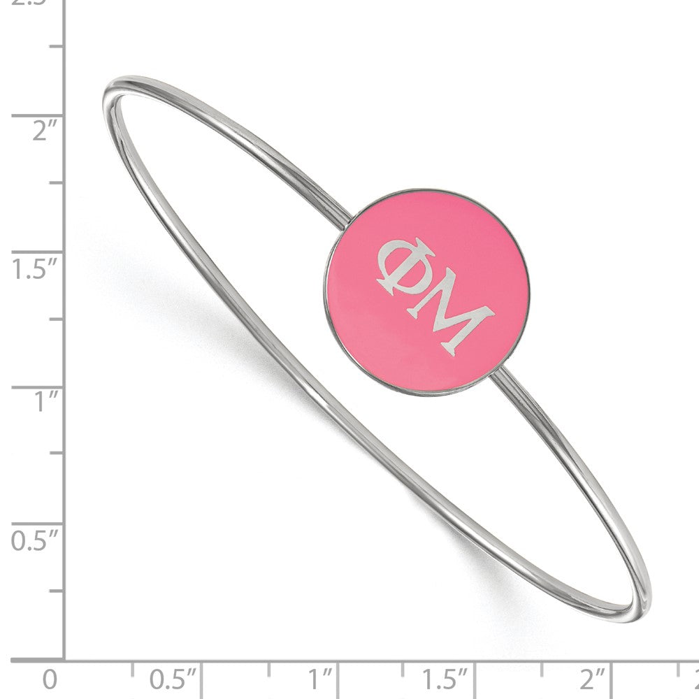 Sterling Silver Rh Plated Logoart Phi Mu Enameled Slip On Bangle
