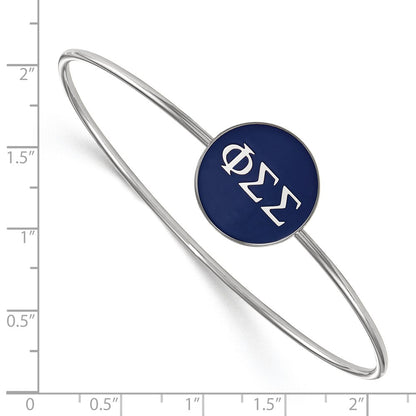 Sterling Silver Rh Plated Logoart Phi Sigma Enameled Slip On Bangle