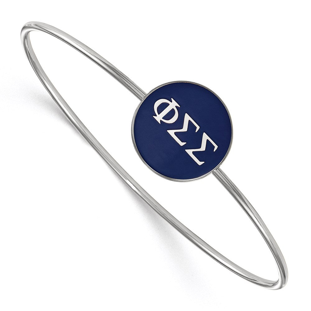 Sterling Silver Rh Plated Logoart Phi Sigma Enameled Slip On Bangle