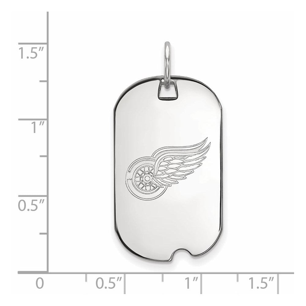 14K White Gold Nhl Logoart Detroit Red Wings Small Dog Tag Pendant