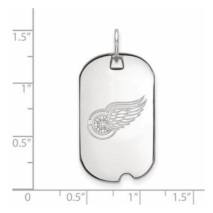Sterling Silver Rhodium Plated Nhl Logoart Detroit Red Wings Small Dog Tag Pendant