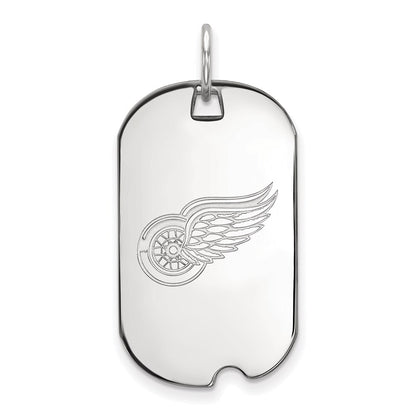 Sterling Silver Rhodium Plated Nhl Logoart Detroit Red Wings Small Dog Tag Pendant