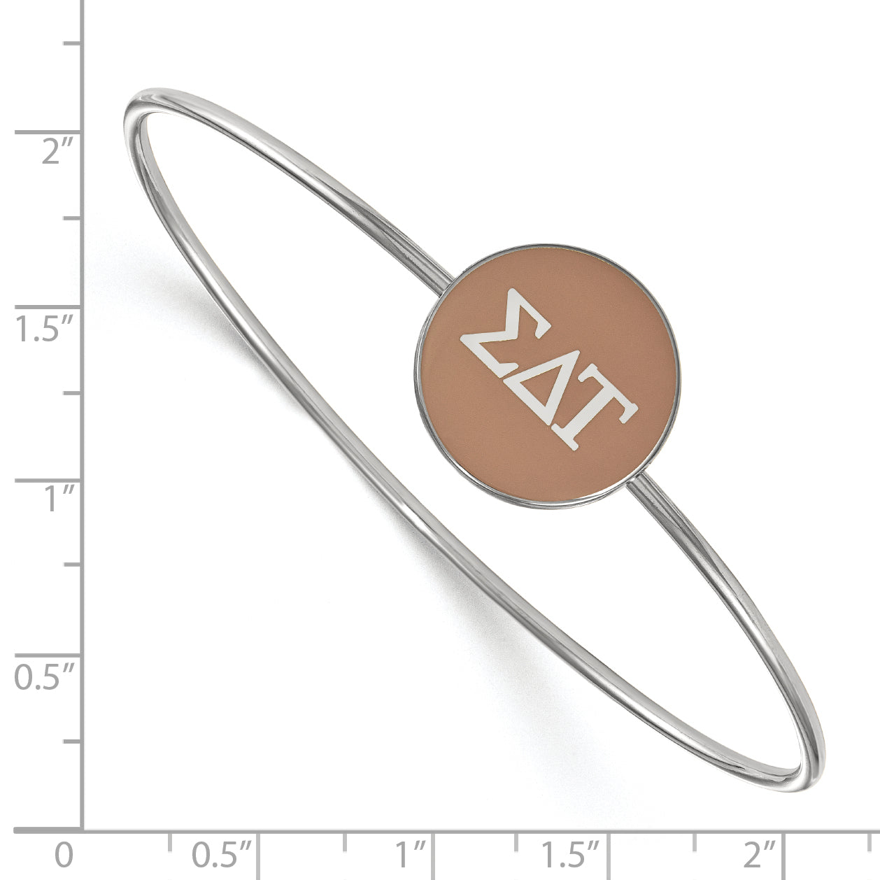 Sterling Silver Rh Plated Logoart Sigma Delta Tau Enameled Slip On Bangle