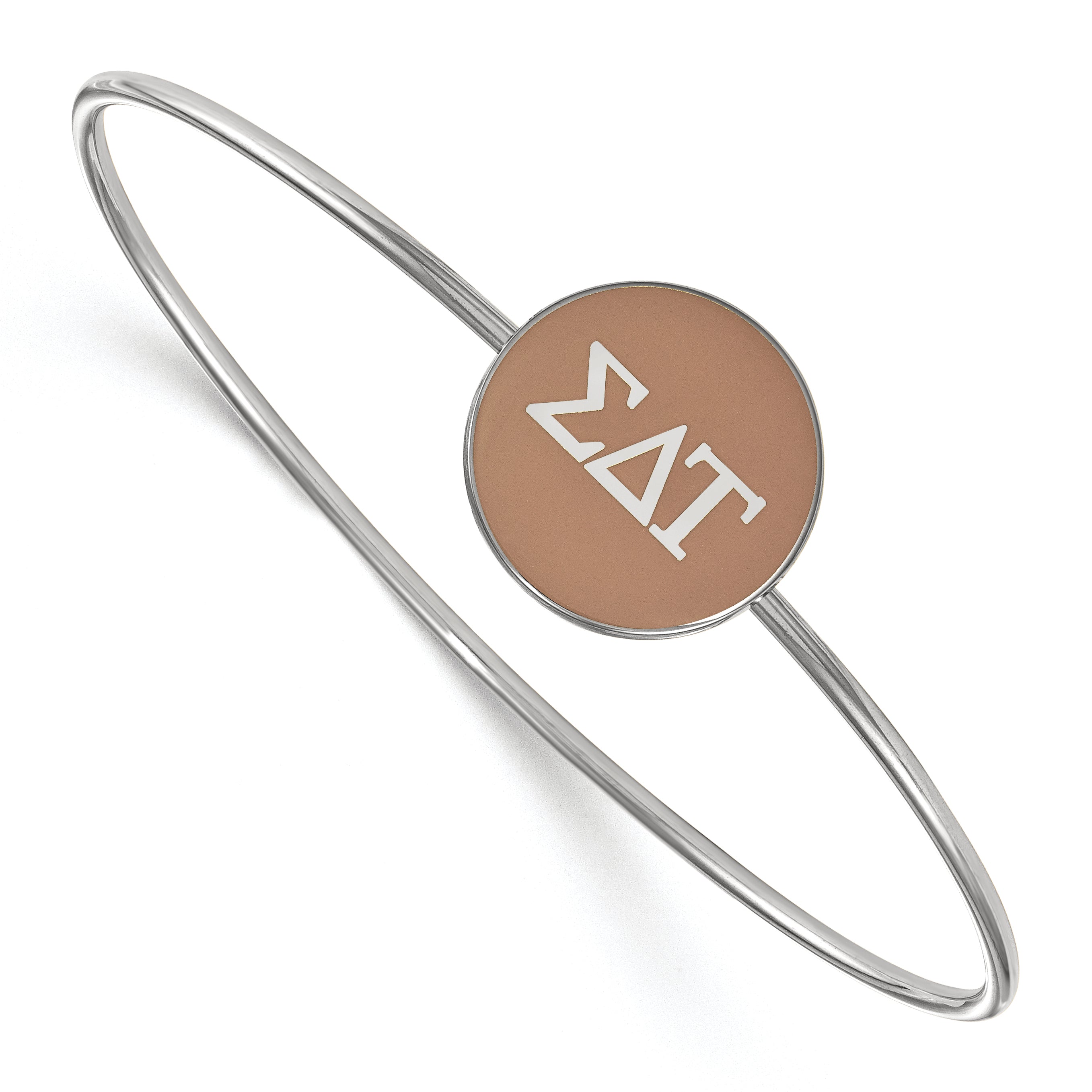 Sterling Silver Rh Plated Logoart Sigma Delta Tau Enameled Slip On Bangle