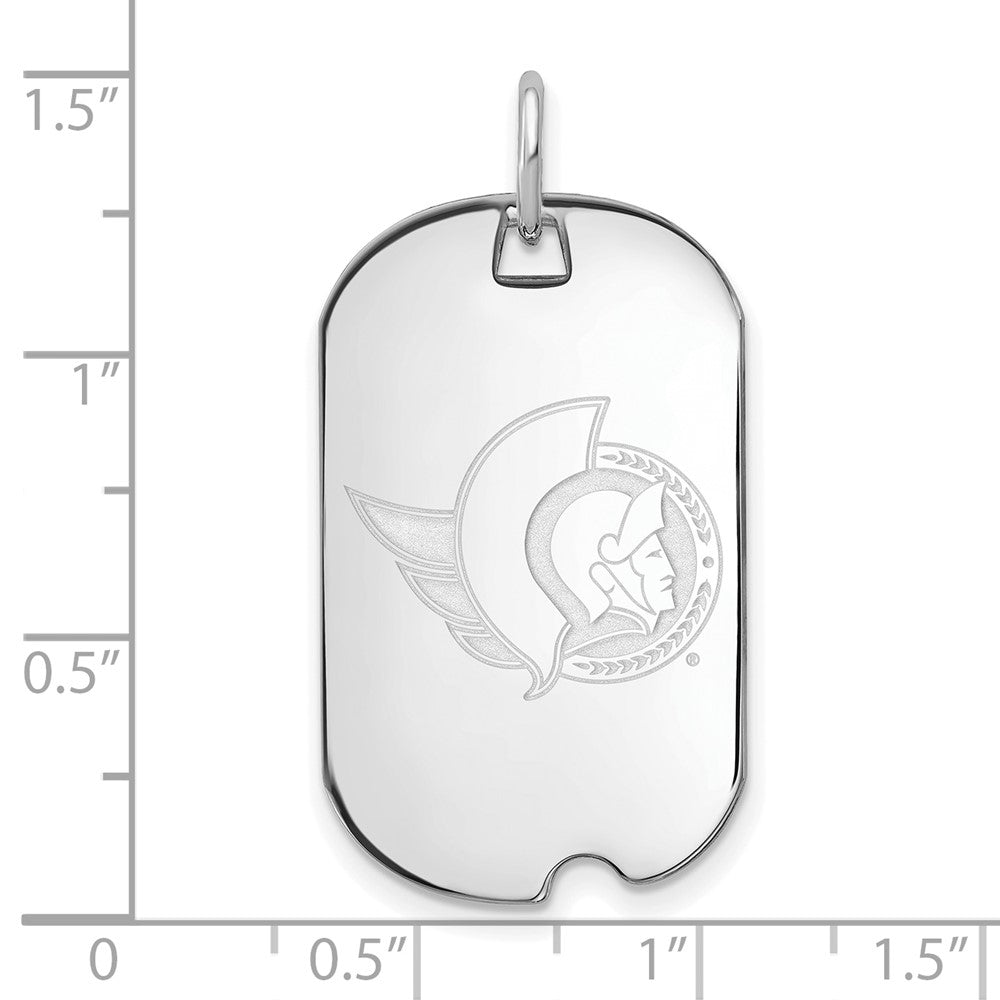 Sterling Silver Rhodium Plated Nhl Logoart Ottawa Senators Small Dog Tag Pendant