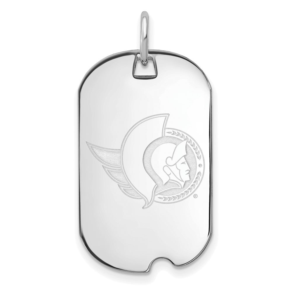 Sterling Silver Rhodium Plated Nhl Logoart Ottawa Senators Small Dog Tag Pendant