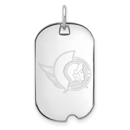 Sterling Silver Rhodium Plated Nhl Logoart Ottawa Senators Small Dog Tag Pendant