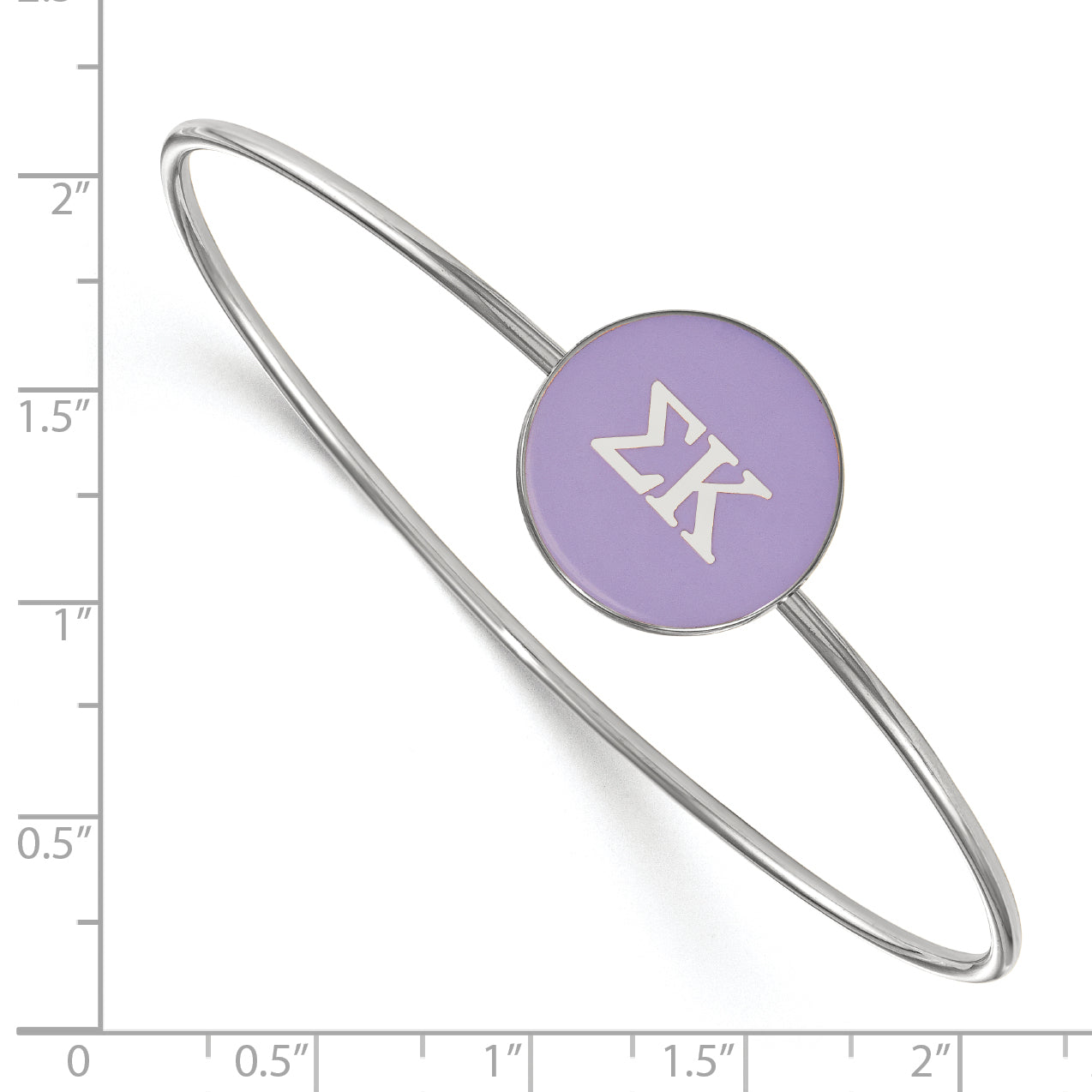 Sterling Silver Rh Plated Logoart Sigma Kappa Enameled Slip On Bangle