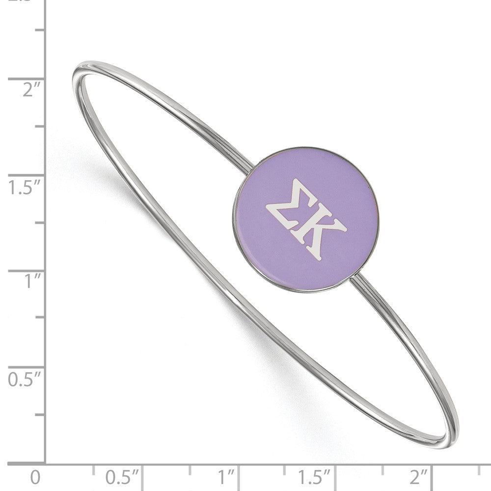 Sterling Silver Rh Plated Logoart Sigma Kappa Enameled Slip On Bangle
